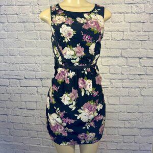 Three Pink Hearts black floral mini dress (Size 3)